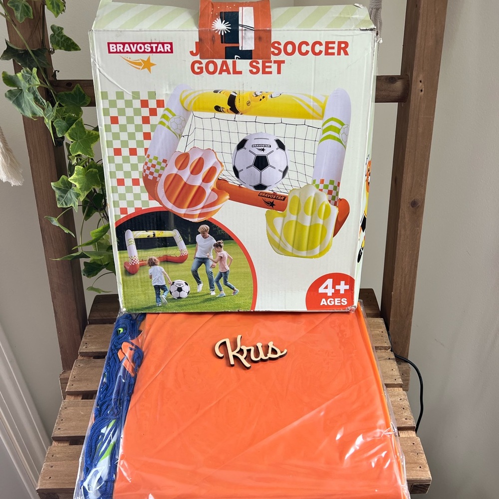 Inflatable Toy Soccer Goal Set